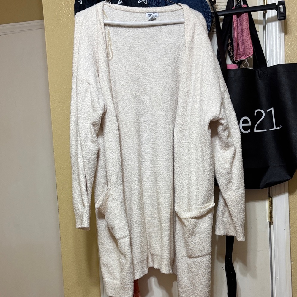 Women's Cream Open-Front Sweater